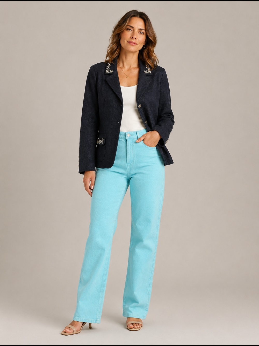 Denver Hayes Bahama Blitz Turquoise Blue Straight Leg Jeans NWT  6 X 32